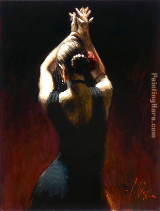 flamenco dancer in black Dress painting - Fabian Perez flamenco dancer in black Dress art painting